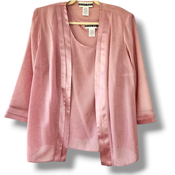 Dana Kay 2-piece set top & jacket Mauve pink embellished mother of the bride 18W - Picture 1 of 11